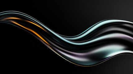 Abstract orange blue curved wave fluids flowing on black background,transparent gradient glass flow background for banner wallpaper poster cover design with design