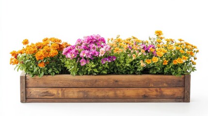 Wooden Planter Boxes Filled with Colorful Flowers