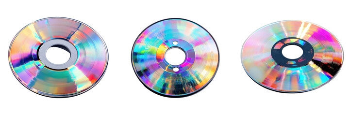 Colorful and Shiny Compact Discs with Reflective Surface Visuals