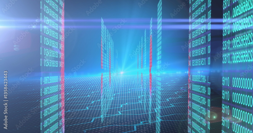 Aufkleber image of data processing with biometric fingerprints on blue background