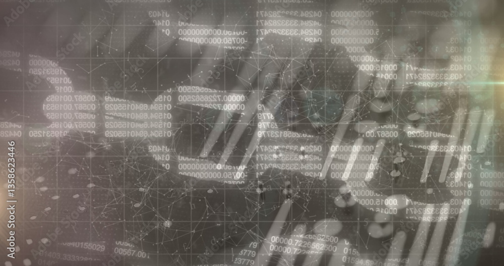 Aufkleber image of data processing with online security chain glowing