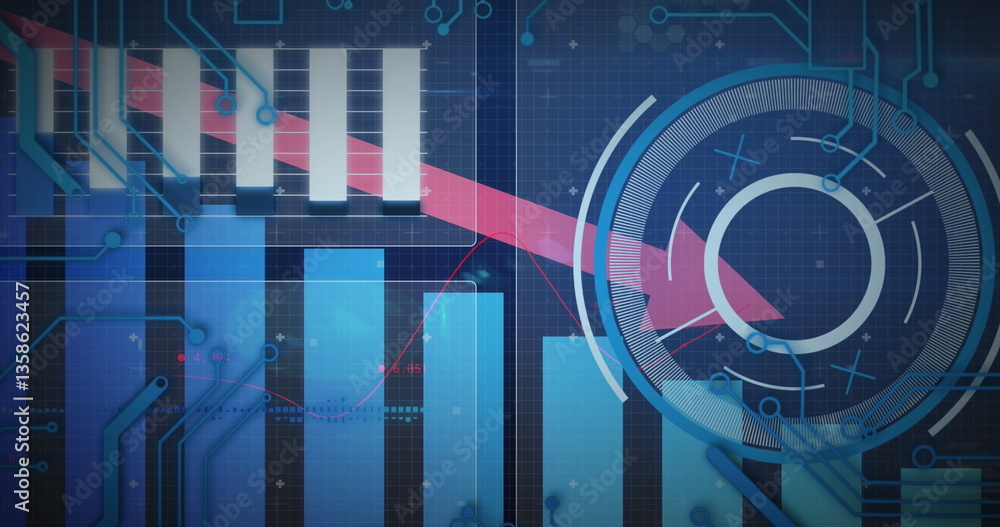 Poster image of scope scanning with red arrow and statistics on blue background