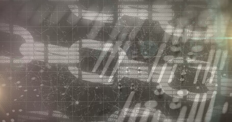 Image of data processing with online security chain glowing