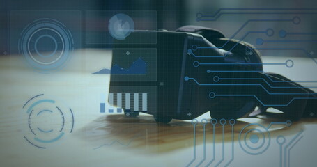 Image of data processing with statistics recording, scope scanning over vr headset