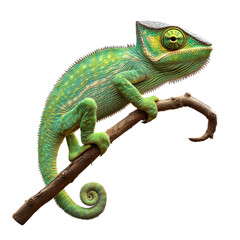 Obraz premium Colorful Chameleon Climbing on Branch in Natural Habitat