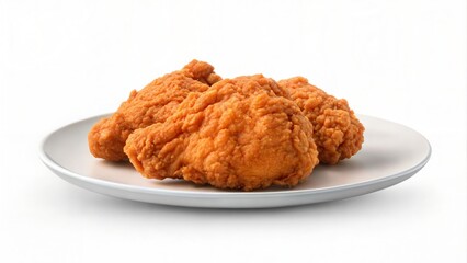 Fried chicken nuggets and wings on a white plate with sauce