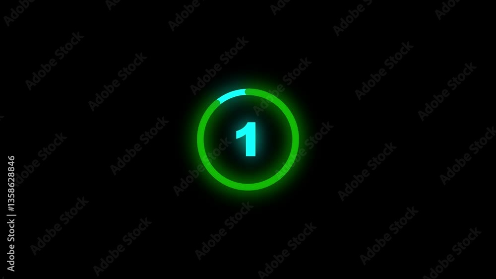 Poster 5 second countdown with downward swing effect. on isolated transparent background with alpha channel