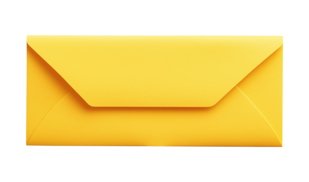 Horizontal yellow envelope, isolated on a transparent background