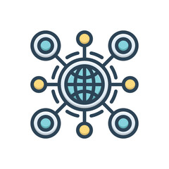 Color illustration icon for network building
