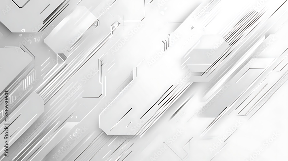 Leinwandbilder abstract white technological background with circuit lines and geometric shapes