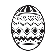 A creatively designed Easter egg showcases various geometric patterns and shapes, symbolizing celebration and renewal during the spring season. Sketch outline.