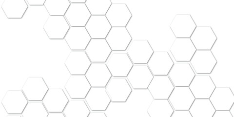 Geometric technology white hexagon background. Abstract vector illustration Science technology and medical concept hexagon on transparent background.