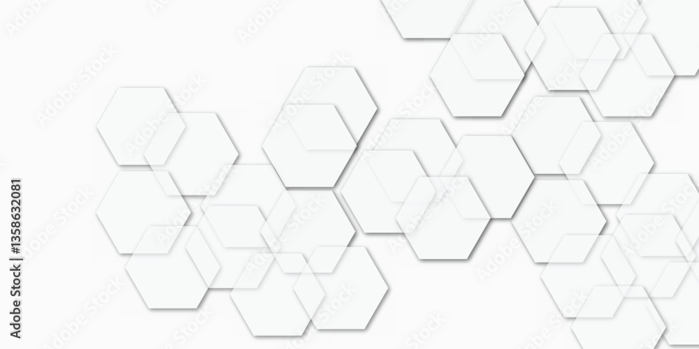 Poster abstract technology white geometric hexagon on transparent concept design honeycomb shape vector.