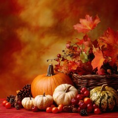 Thanksgiving Table with Turkey and Harvest Decor