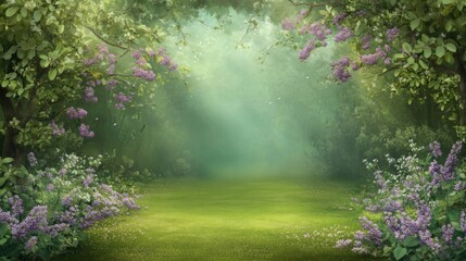 Fototapeta premium Enchanted Forest: A Serene Spring Landscape