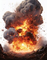 Fire Huge flames erupt in the sky with sparks.