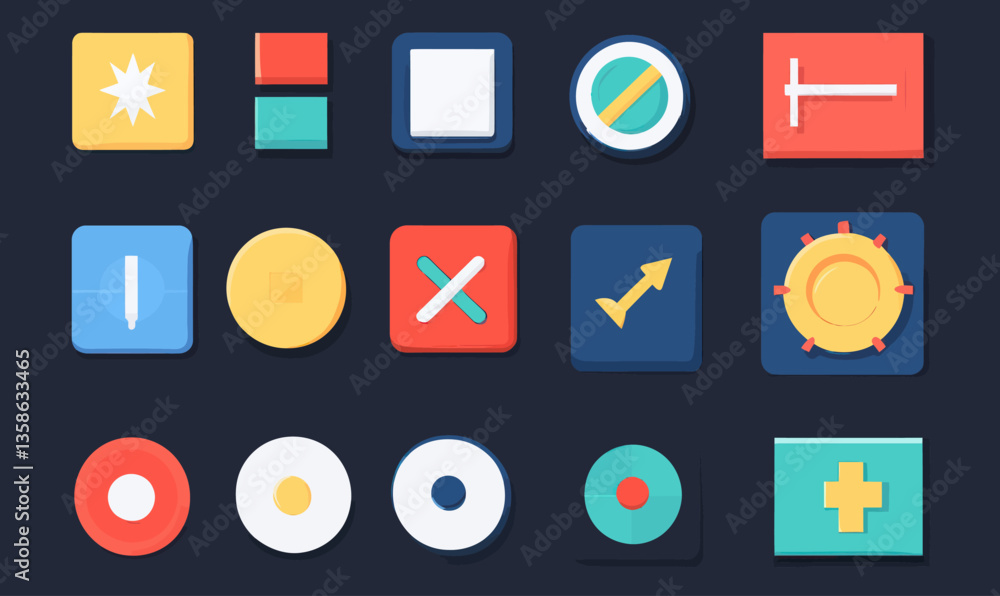 Aufkleber flat minimalist interface buttons vector illustration for design tools