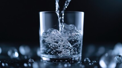Refreshing glass of water being poured