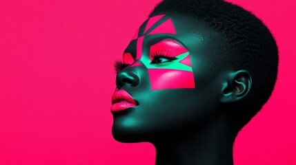 Vibrant fashion portrait studio photography bold colors profile view artistic expression