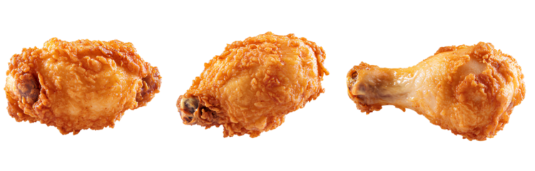set of Chicken-fried drumstick, multiple poses and angles, transparent background png
