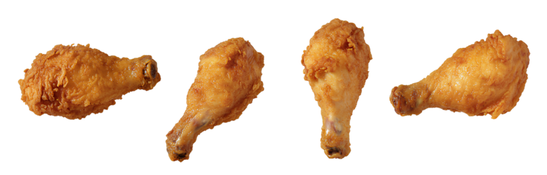 set of Chicken-fried drumstick, multiple poses and angles, transparent background png