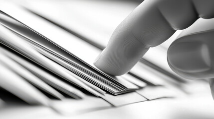 close up of finger tapping through paper tabs, suggesting organization and focus