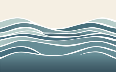 Vector illustration with abstract wave. Sea bay background banner.