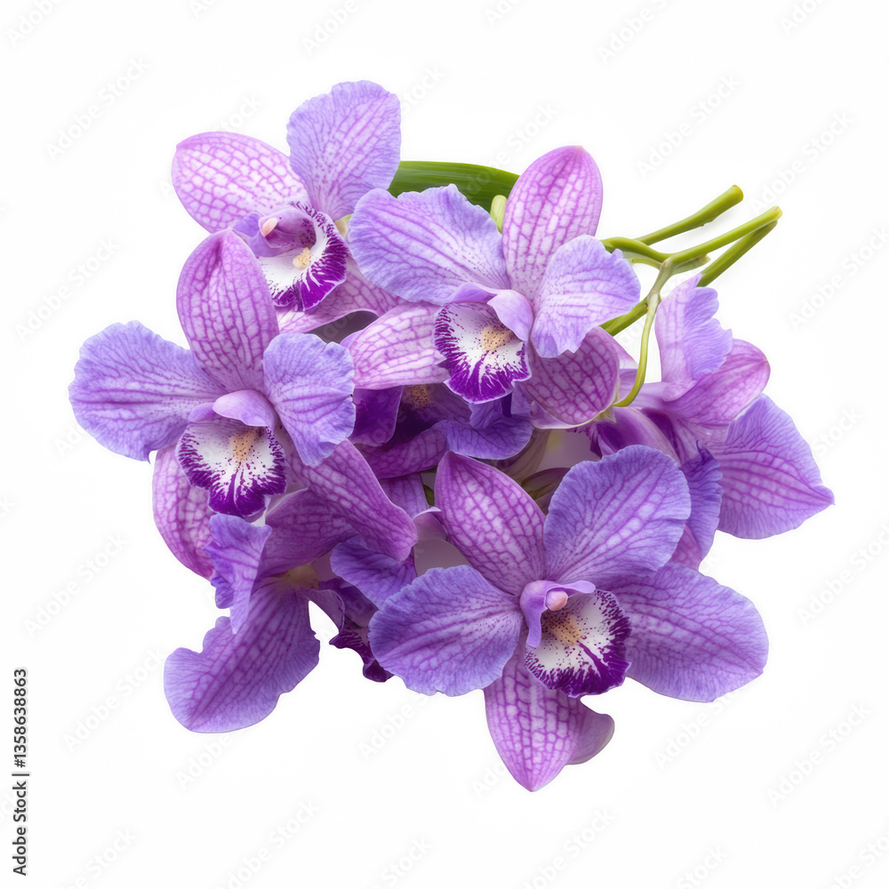 Poster a cluster of beautiful purple orchids displaying intricate patterns and delicate petals.