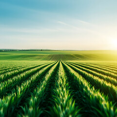 Vibrant green fields rural landscape nature photography serene environment wide-angle viewpoint agricultural concept