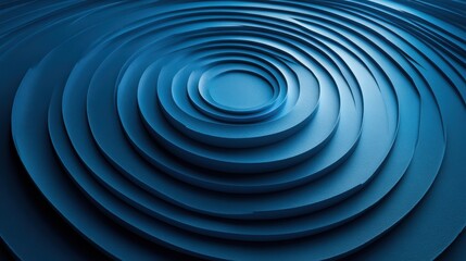 Abstract Concentric Circles in Blue Tones, Geometric Background Illusion