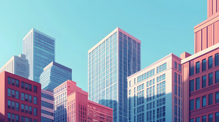 Obraz premium Office Buildings Lofi Cartoonish illustration