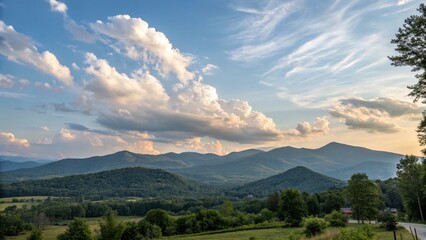 Fototapeta premium Beautiful sky with mountains in the distance, generative Ai