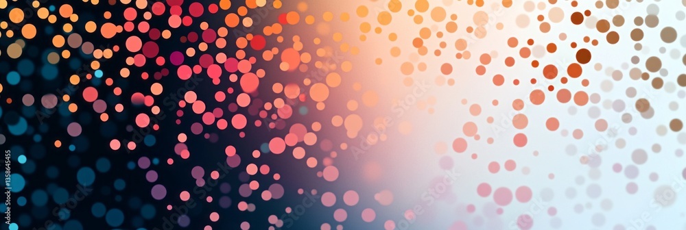Poster colorful abstract pattern with circular dots creating a vibrant gradient effect during sunset lighti