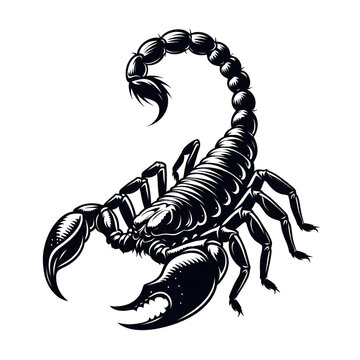 black scorpion detailed pose white background clip art preview