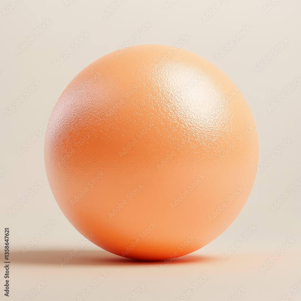 Poster round and smooth soft orange sphere on neutral background showcasing simple shapes and forms