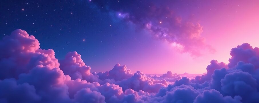 Mysterious galaxies, soft clouds, galaxy glitter, purple, blue, magenta pink pastel sky, stars, digital junk journal elements,  glitter,  background