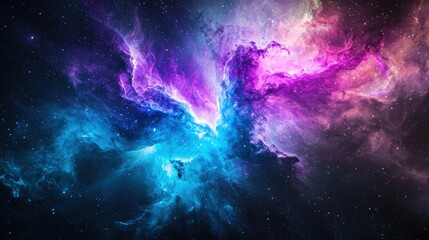 Naklejka premium A minimalist galaxy-inspired gradient in shades of purple and blue, blending art with modern design and leaving room for branding messages,