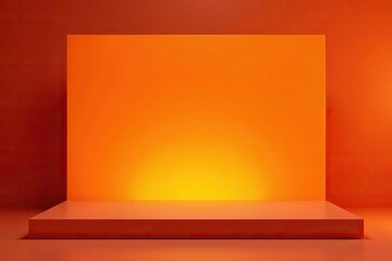 Orange product display stand with glowing light backdrops, orange,  light
