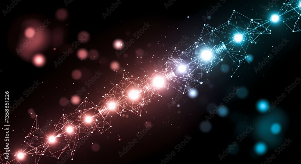Poster abstract digital connection with glowing nodes and colors