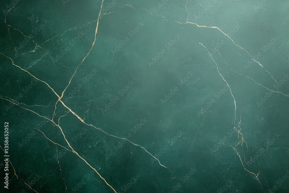 Poster overhead view of a luxurious emerald green marble surface showcasing detailed gold veins, offering a