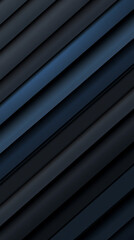 Obraz premium Black and blue abstract modern background with geometric shapes, 3D effect, diagonal lines, and metallic sheen, creating a minimalistic gradient design with a glowing light. Wide panoramic view.