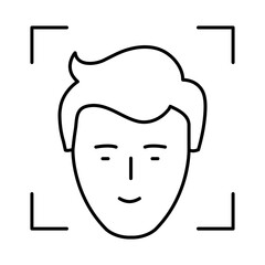 Face Scanner Line Icons. AI, Brain, Robot, Bot, Technology, Mind, AI Agent, Intelligent Icons Editable Stroke Vector Illustration