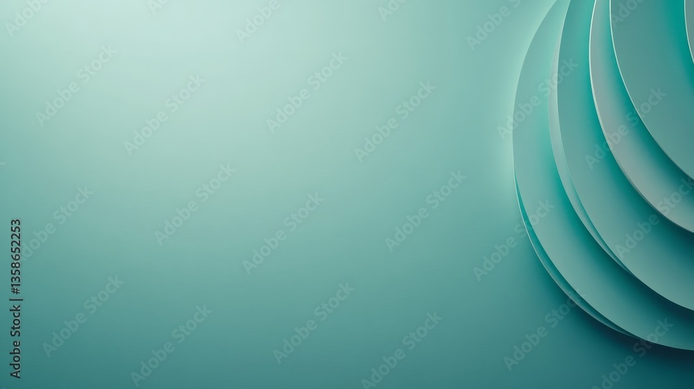 Poster Subtle curves and geometric shapes create a serene atmosphere with a light green background, ideal for showcasing designs or providing a calming visual context