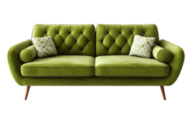 Two green sofas isolated on a transparent background