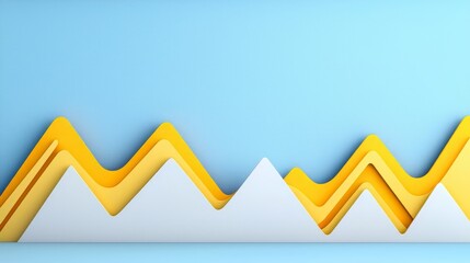 Abstract Yellow And White Geometric Mountains On Blue Background
