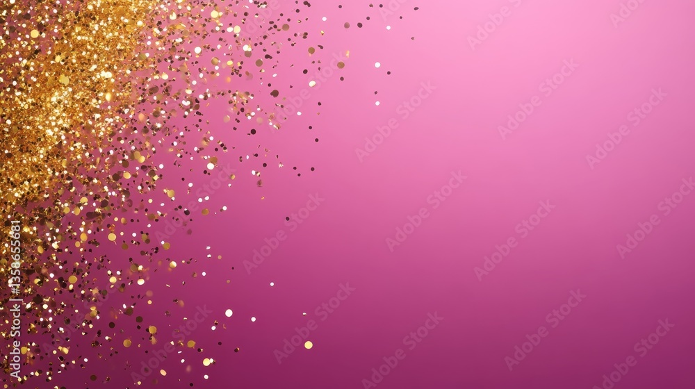 Aufkleber bright pink background embellished with sparkling gold confetti creates a festive atmosphere perfect