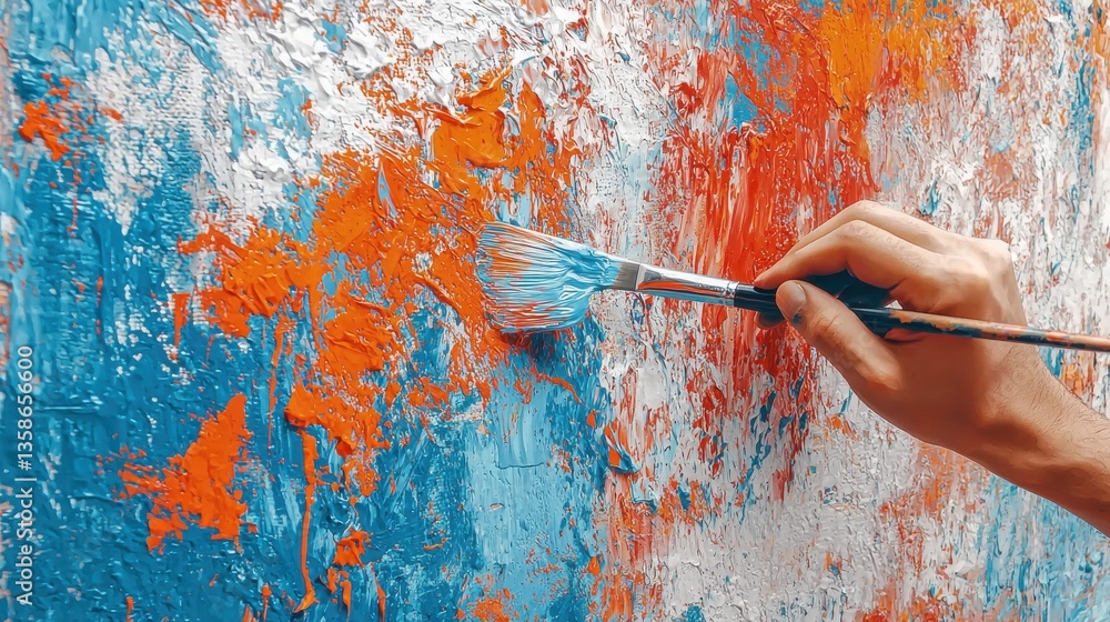 Poster vibrant and expressive abstract painting showcasing the creativity talent and masterful technique wi