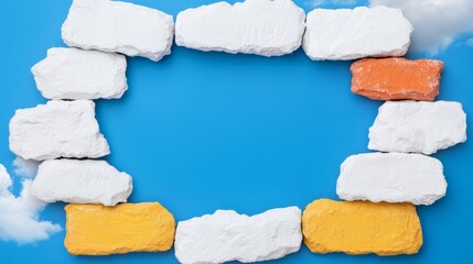 Colorful Brick Frame on a Sky Background