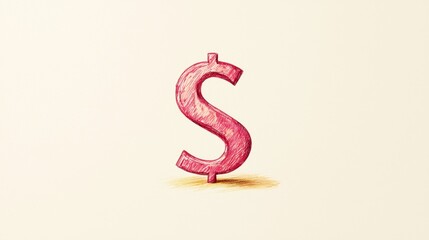 Fototapeta premium Colorful Sketch of a Dollar Symbol on a Neutral Background