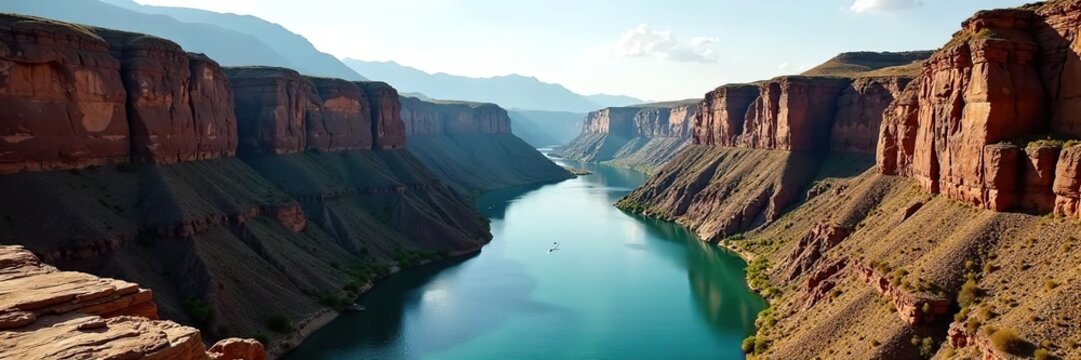 Majestic view of Rio Grande river winding through Santa Elena Canyon in Big Bend National Park, Texas,  nature,  scenic